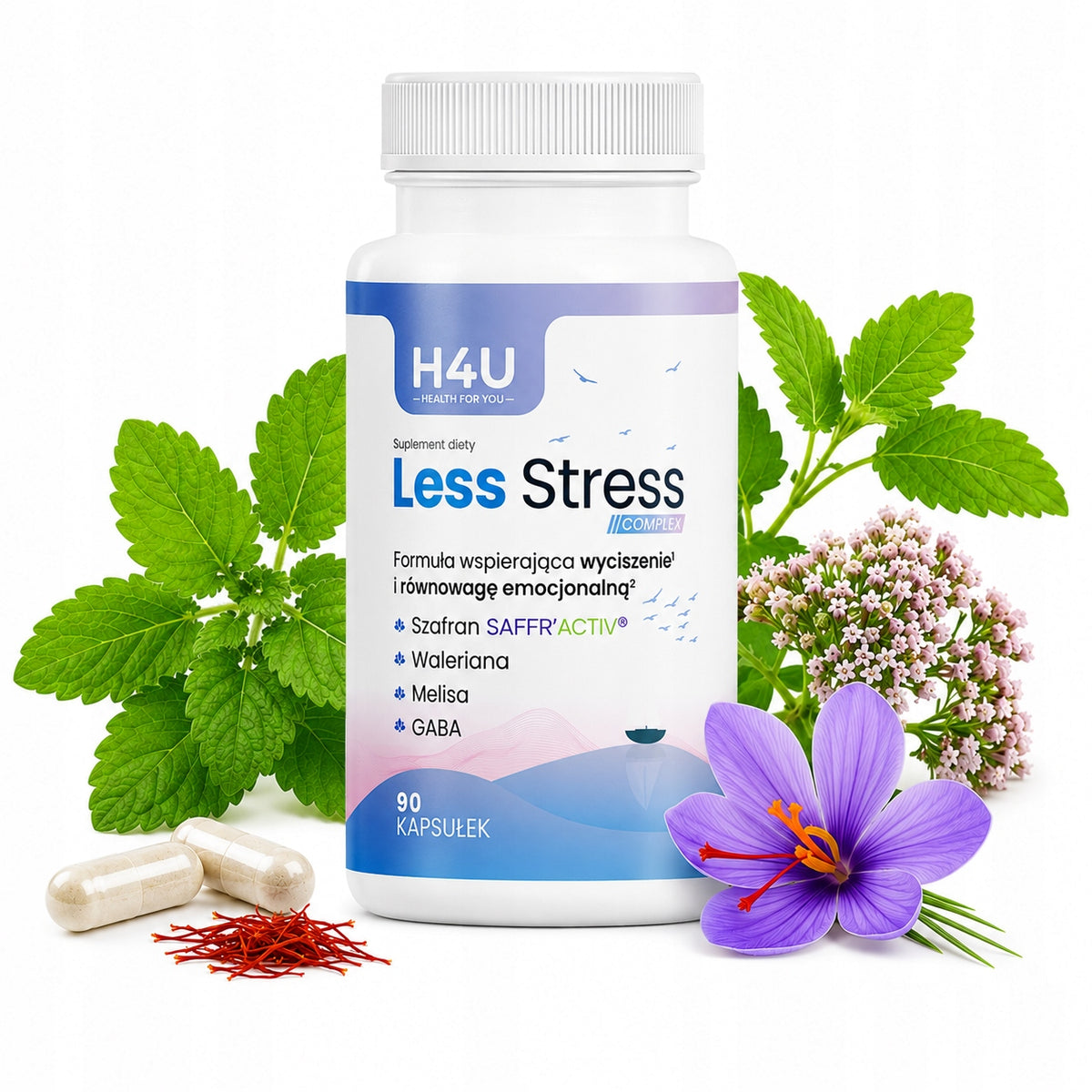 LESS STRESS COMPLEX H4U 90 kapsułek Wsparcie wyciszenia Spokój Stres Relaks