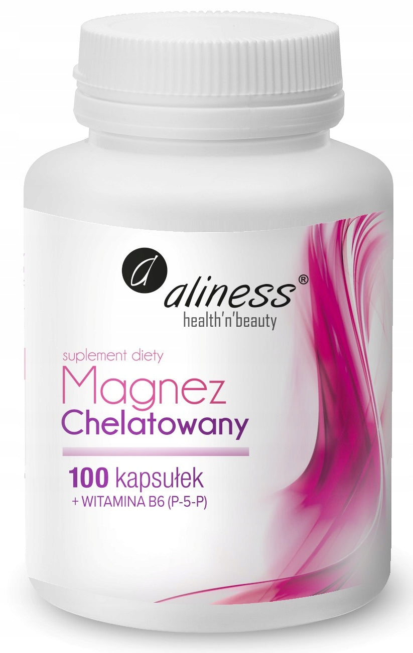 MAGNEZ CHELATOWANY 720 MG + B6 P-5-P ALINESS 100 KAPS. DIGLICYNIAN MAGNEZU