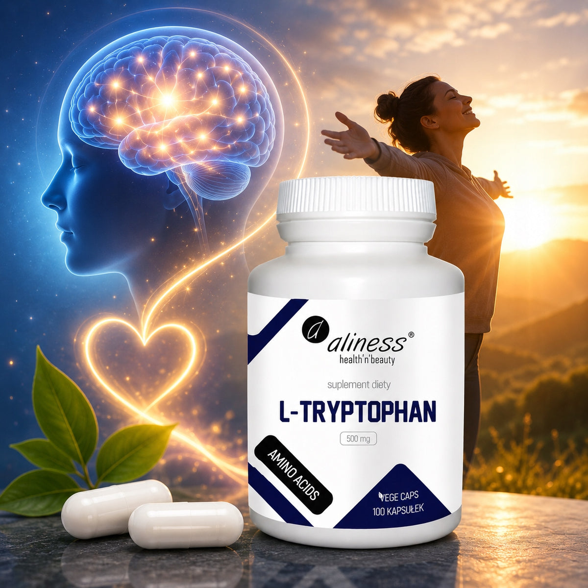 Suplement diety Aliness L-tryptofan 500 mg kapsułki 100 szt. wegański