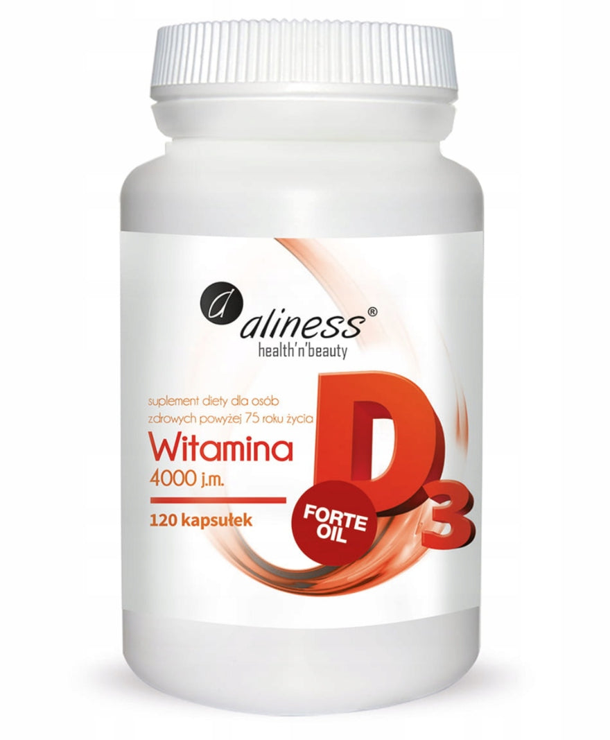ALINESS WITAMINA D3 4000 NATURALNA 120 KAPSUŁEK ODPORNOŚĆ ANEMIA MIĘŚNIE