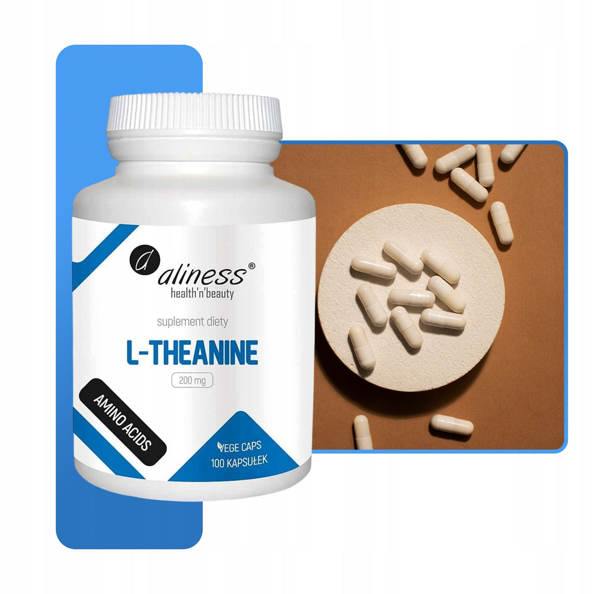 ALINESS L-THEANINE 200 MG 100 KAPS TEANINA SPOKÓJ STRES RELAKS ODPRĘŻENIE