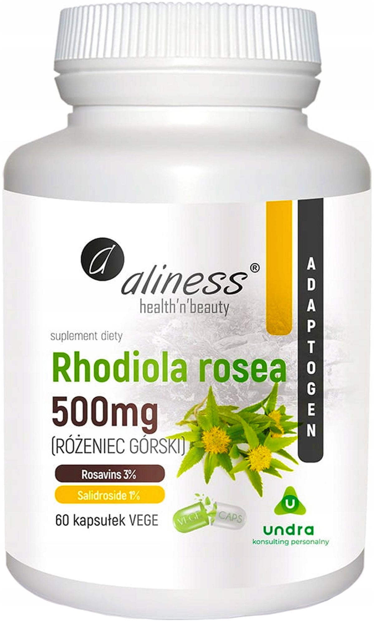ALINESS RHODIOLA 500 MG 60 KAPS. RÓŻENIEC VEGE BEZ GLUTENU