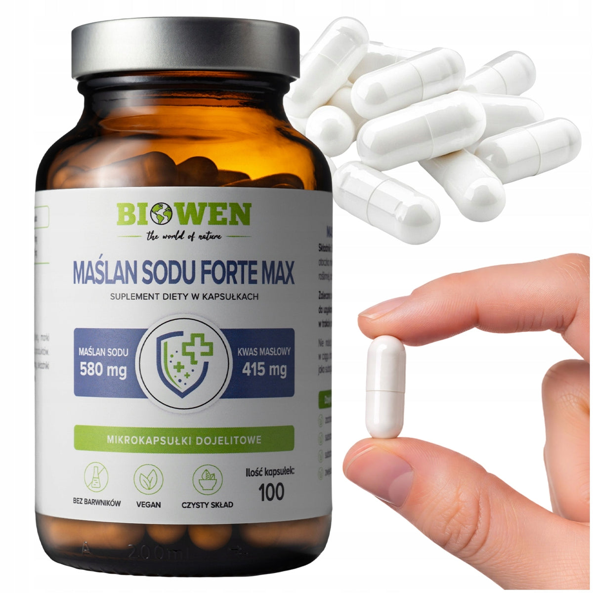 MAŚLAN SODU FORTE MAX BIOWEN 580 MG MIKROKAPSUŁKI DOJELITOWE 100 KAP JELITA