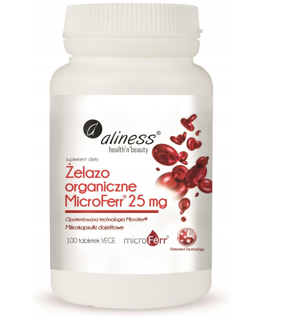 Aliness MicroFerr 25 mg – wysoko przyswajalne żelazo, 100 tabletek