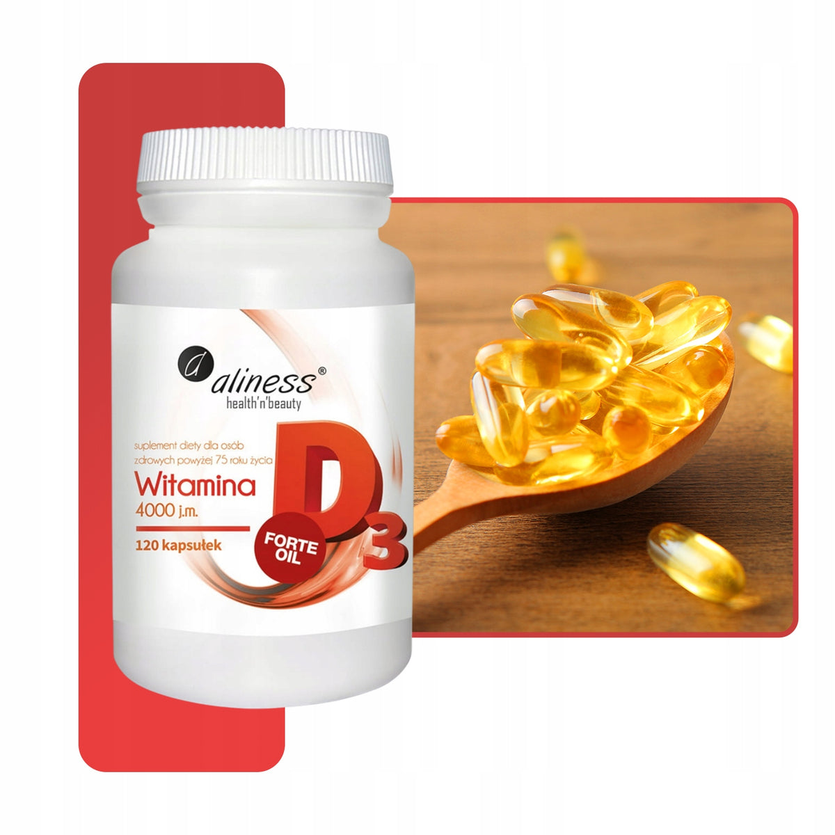 ALINESS WITAMINA D3 4000 NATURALNA 120 KAPSUŁEK ODPORNOŚĆ ANEMIA MIĘŚNIE