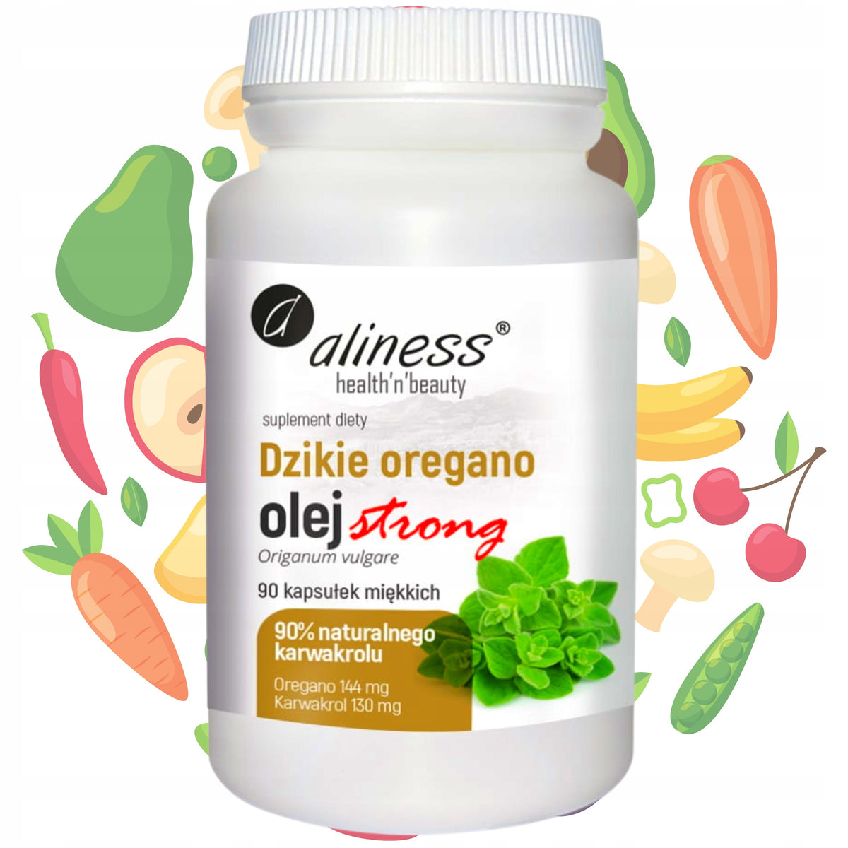 Aliness Olej z Dzikiego OREGANO STRONG Karwakrol 90% Odporność BAKTERIE 90k