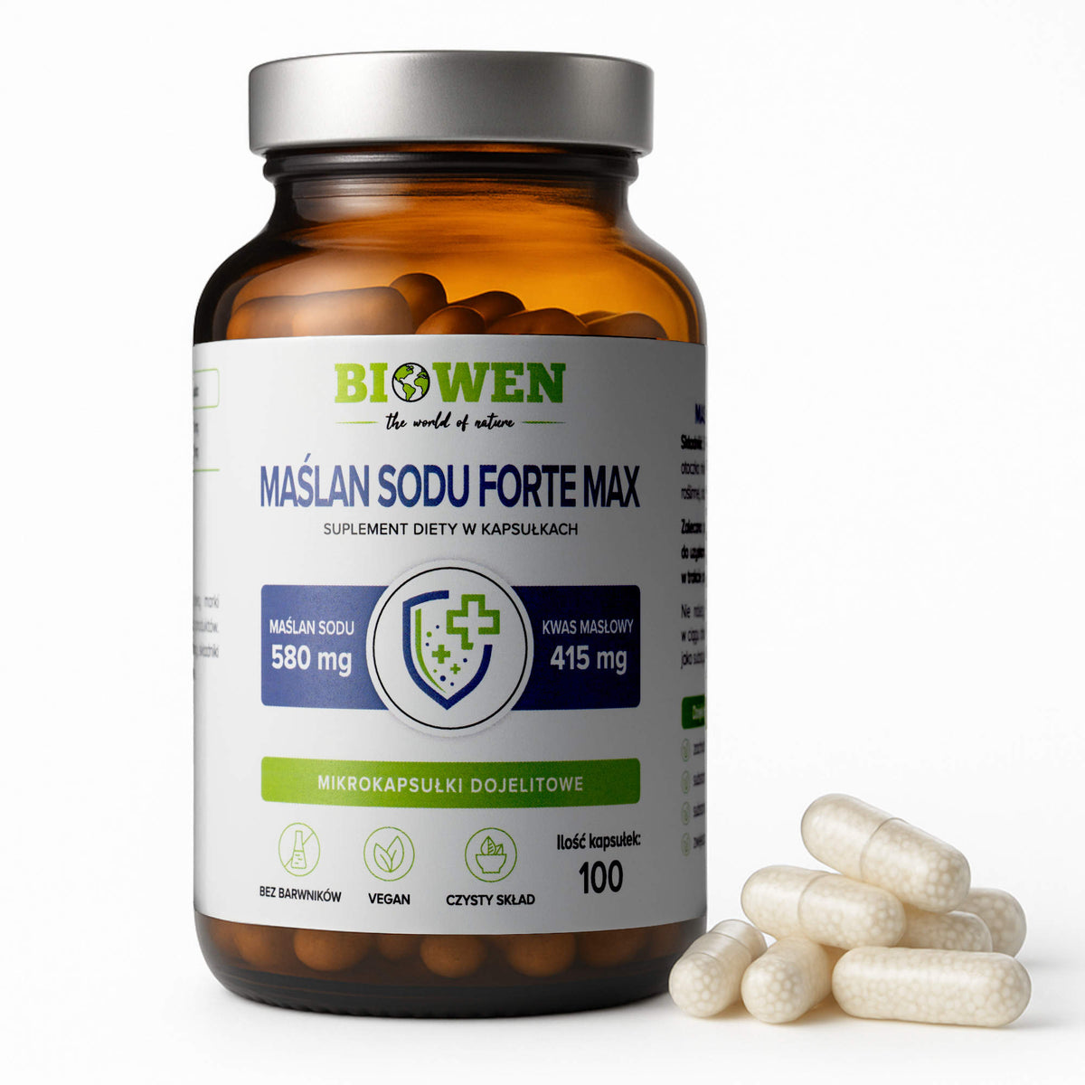 MAŚLAN SODU FORTE MAX BIOWEN 580 MG MIKROKAPSUŁKI DOJELITOWE 100 KAP JELITA
