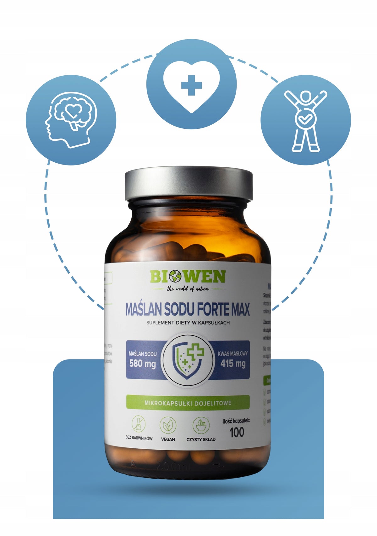 MAŚLAN SODU FORTE MAX BIOWEN 580 MG MIKROKAPSUŁKI DOJELITOWE 100 KAP JELITA