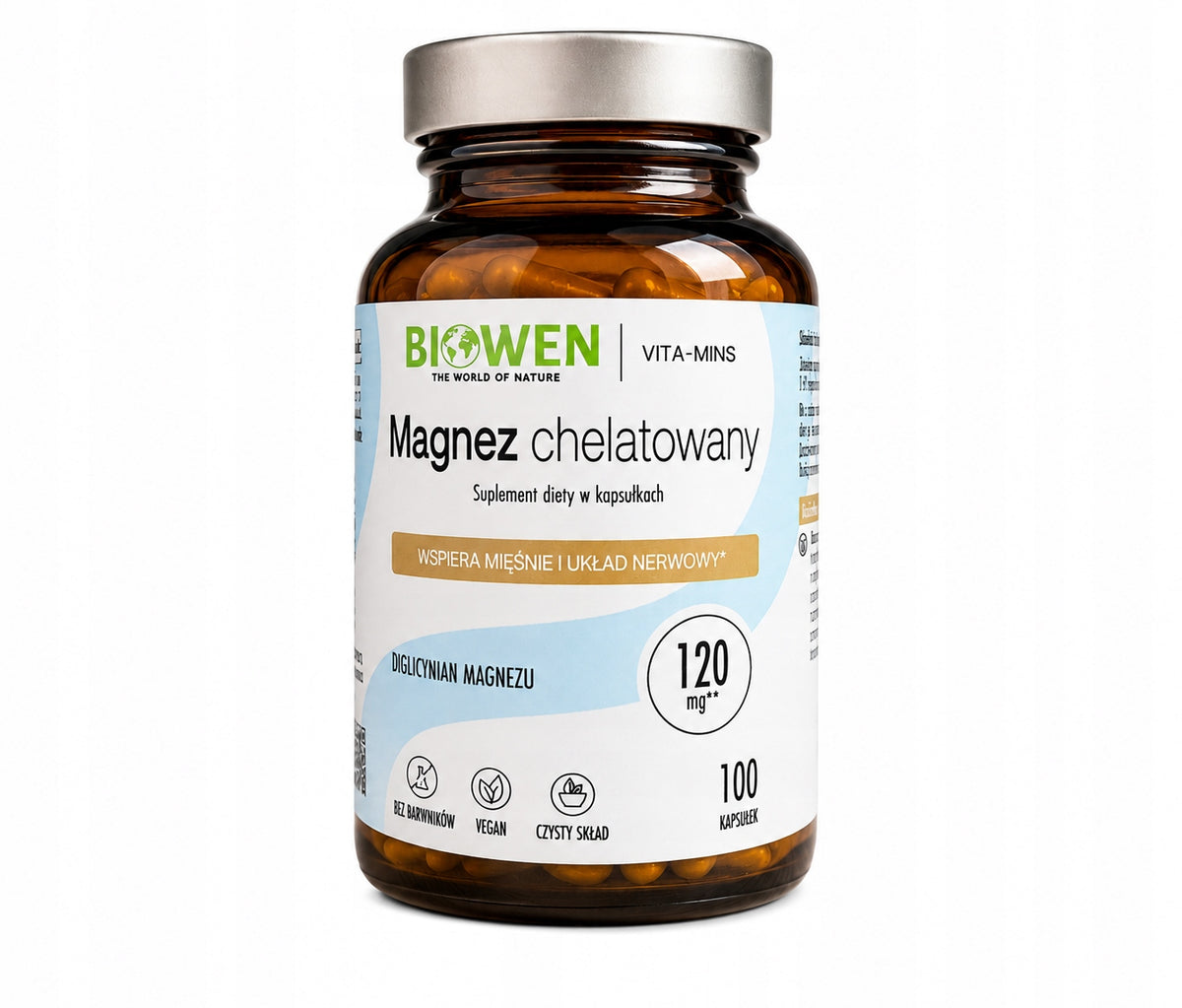 MAGNEZ CHELATOWANY BIOWEN 840 MG DIGLICYNIAN MAGNEZU 100 KAPS STRES SKURCZE
