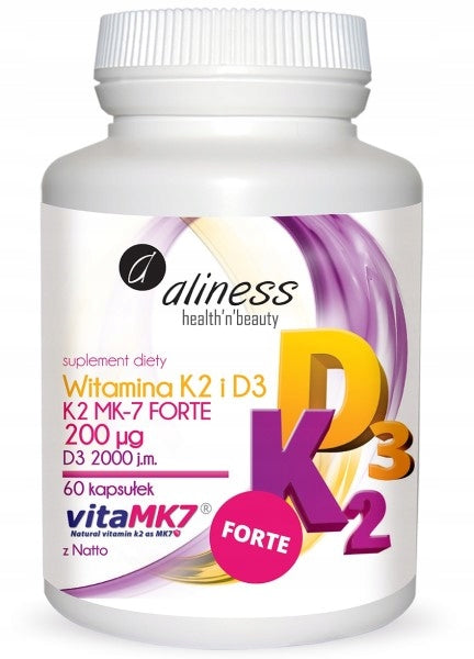 Witamina K2 MK7 100 mcg + D3 2000 IU Aliness Kości Odporność