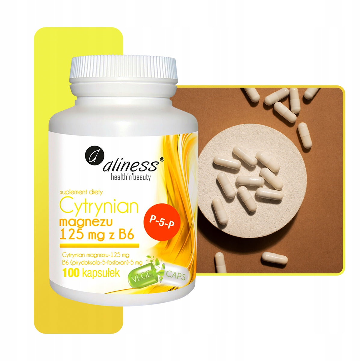 ALINESS CYTRYNIAN MAGNEZU 125 MG B6 100 KAPS MIĘŚNIE ZMĘCZENIE ODPORNOŚĆ