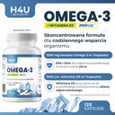 OMEGA 3 + WITAMINA D3 120 KAPS. KWASY OMEGA-3 ODPORNOŚĆ WZROK KOŚCI H4U