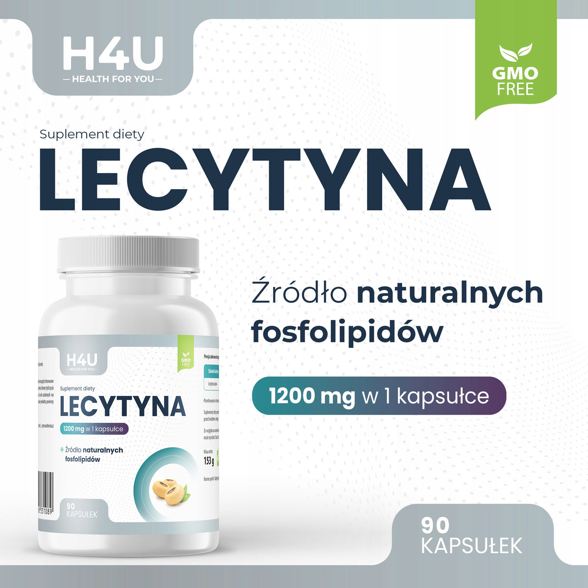 Lecytyna Sojowa H4U 1200 mg 90 kapsułek – Pamięć Koncentracja Fosfolipidy