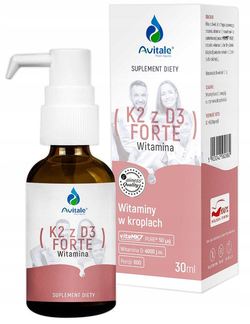 Krople Avitale, Witamina K2 + D3 FORTE (Vita MK7) 50uq + D3 4000IU Olive 30 ml