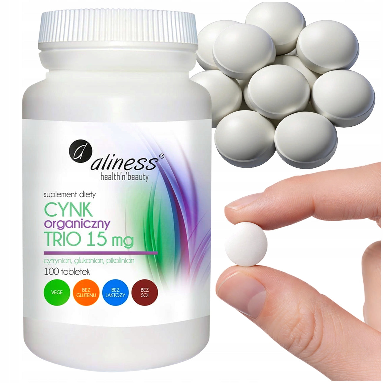 ALINESS CYNK ORGANICZNY TRIO 15 mg 100 tabl ODPORNOŚĆ TESTOSTERON PAZNOKCIE