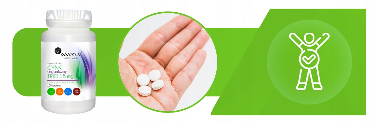 ALINESS CYNK ORGANICZNY TRIO 15 mg 100 tabl ODPORNOŚĆ TESTOSTERON PAZNOKCIE
