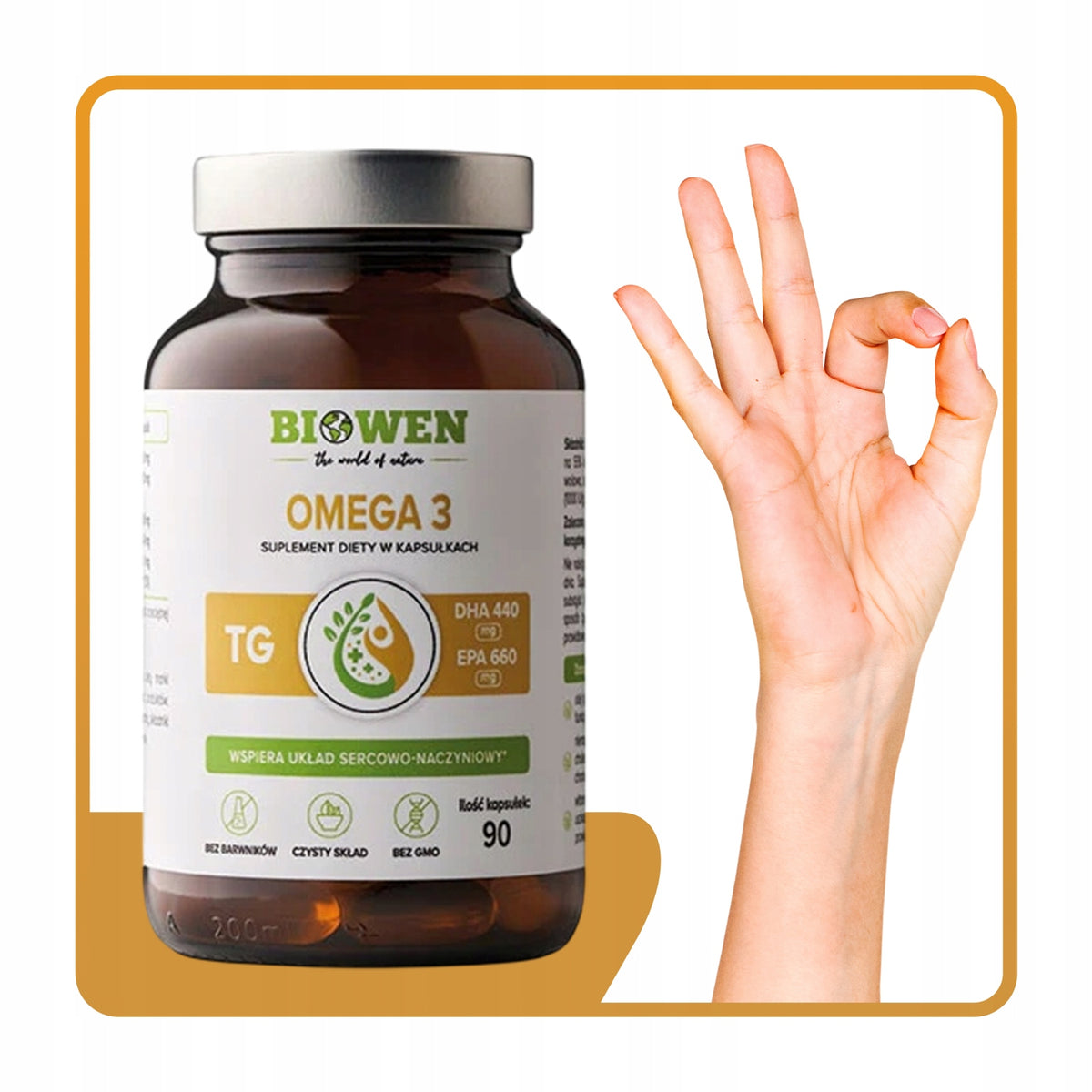 OMEGA 3 BIOWEN 90 KAPS 1100 MG EPA DHA TG SERCE MÓZG WZROK 55% FORMA TG