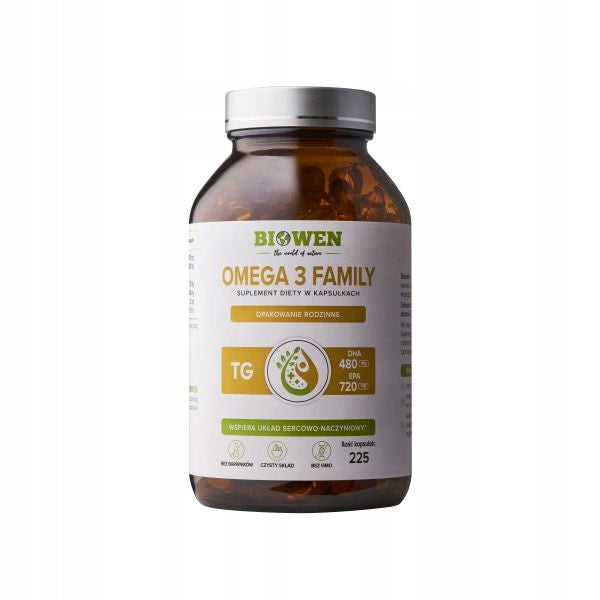 BIOWEN OMEGA 3 FAMILY 720mg EPA 480mg DHA OLEJ RYBI ODPORNOŚĆ MÓZG 225 kaps