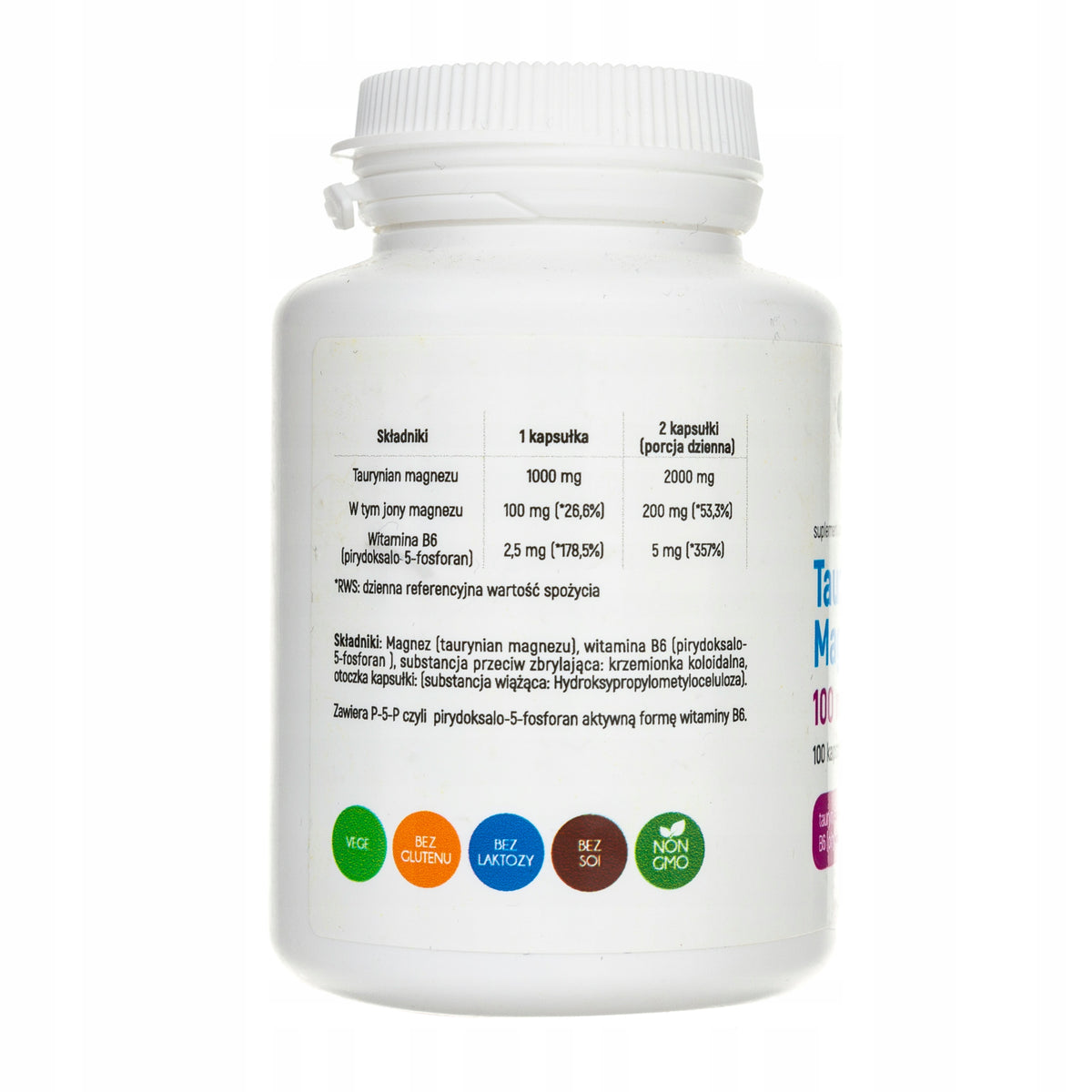 ALINESS TAURYNIAN MAGNEZU 100MG Z B6 (P-5-P) 100 KAPS. ZMĘCZENIE ENERGIA