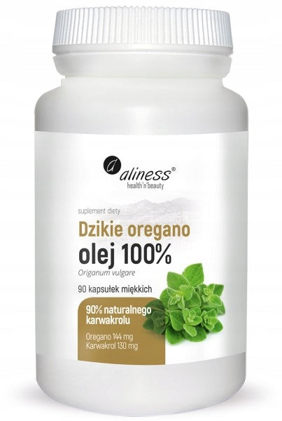 Aliness Olej z Dzikiego OREGANO STRONG Karwakrol 90% Odporność BAKTERIE 90k