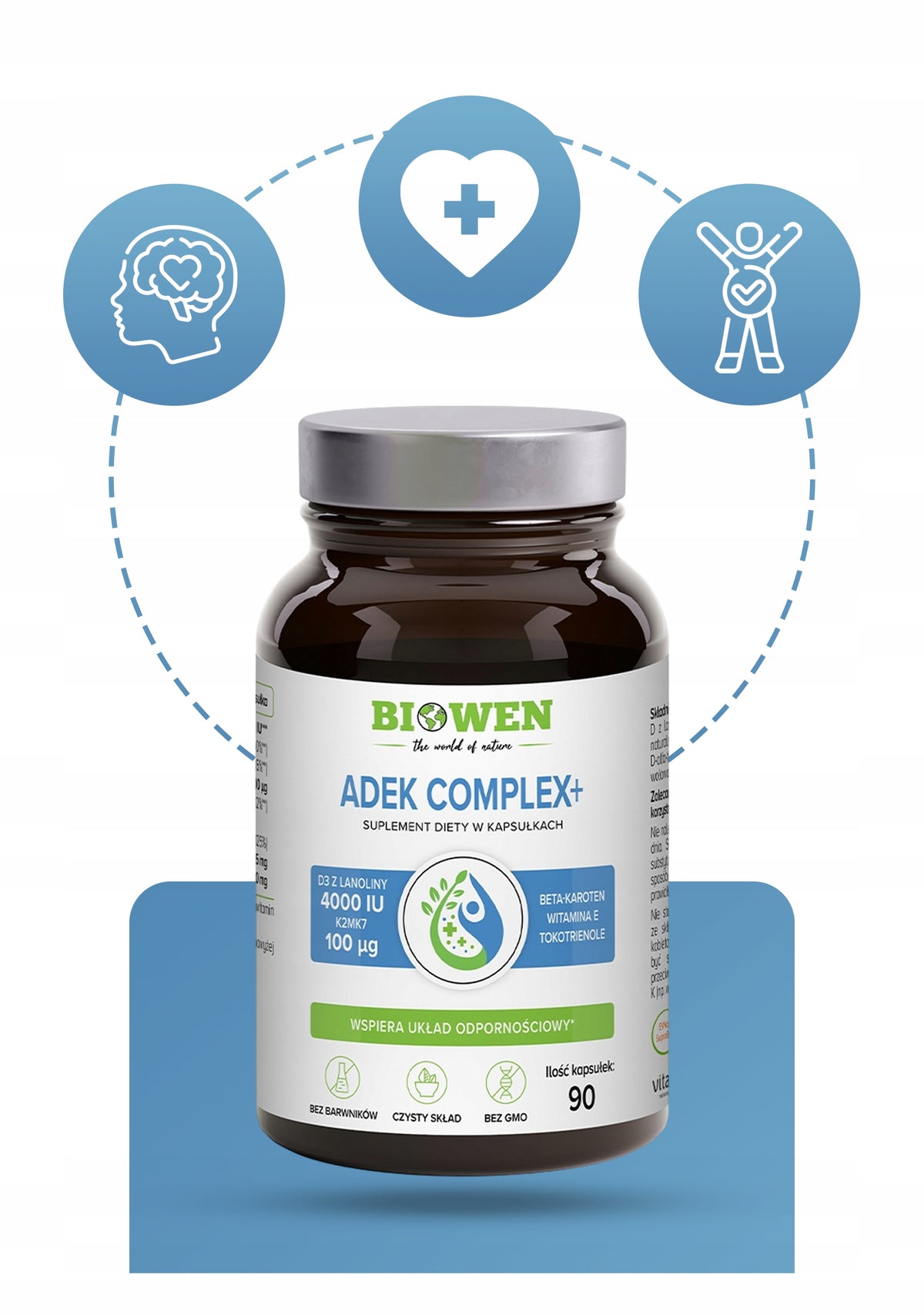 WITAMINY ADEK COMPLEX+ BIOWEN WITAMINA A D3 E K2 W OLEJU MCT 90 KAPSUŁEK