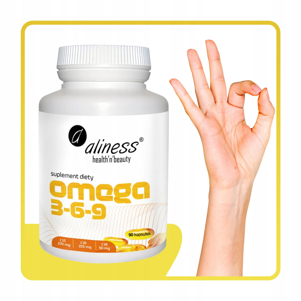 ALINESS OMEGA 3-6-9 KWASY DHA EPA MÓZG PAMIĘĆ ODPORNOŚĆ SERCE WZROK 90 KAPS
