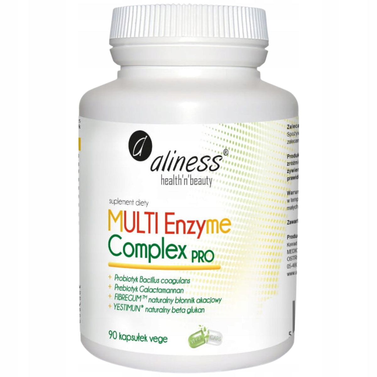 Aliness MULTI Enzyme Complex PRO 90kaps VEGE Roślinne Enzymy Trawienne