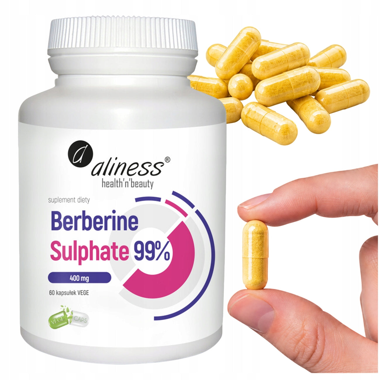 ALINESS BERBERYNA SIARCZAN 98% 400 MG 60 KAP ODCHUDZANIE CUKRZYCA TRAWIENIE