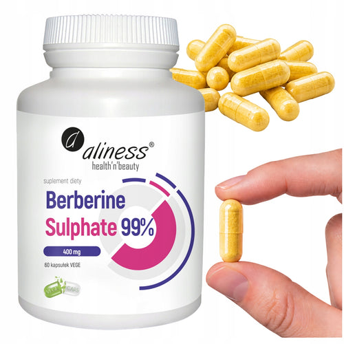 Aliness, Berberine Sulphate 98% 400mg x 60 Vege caps.
