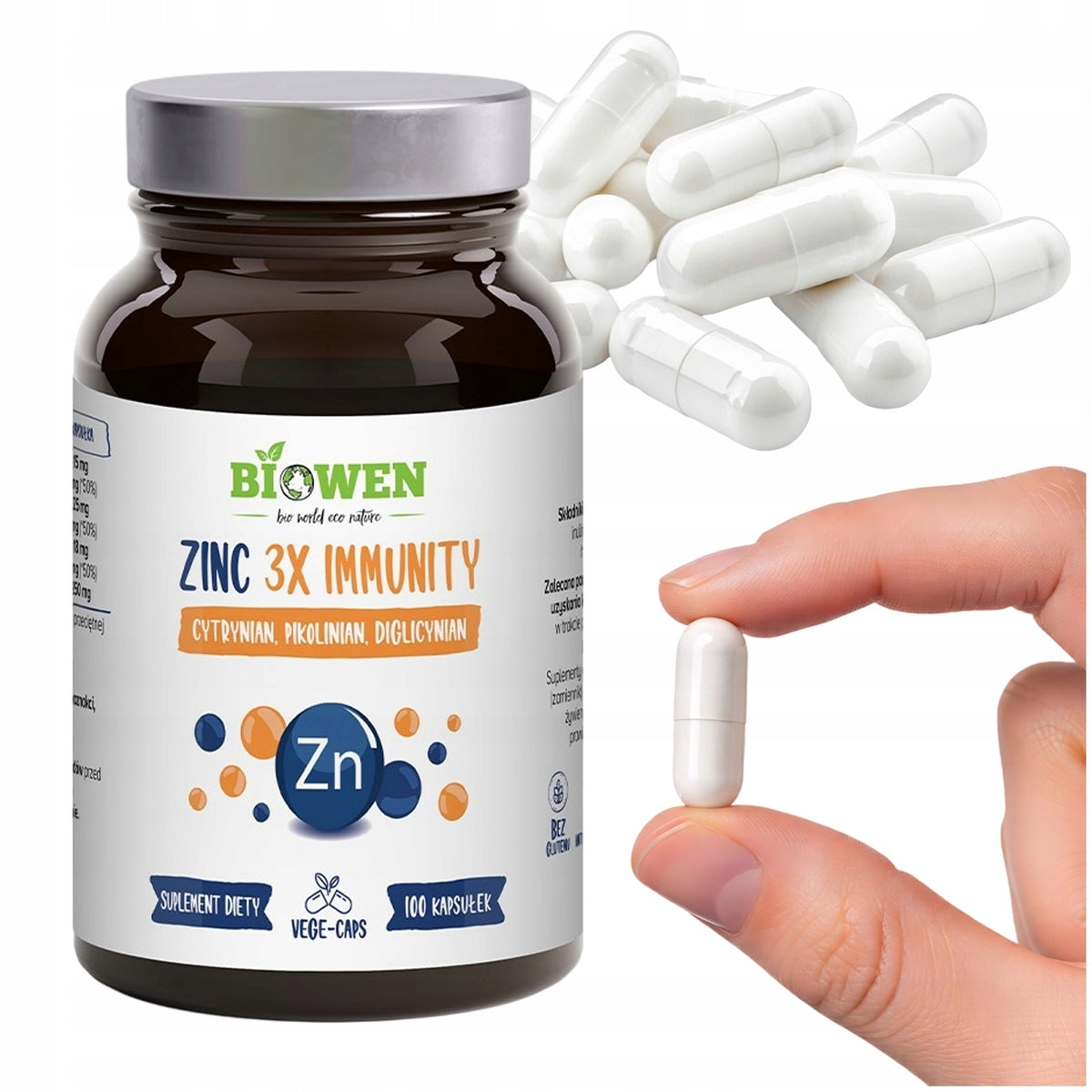 CYNK COMPLEX+ BIOWEN 100 KAPS. 15 MG 150% RWS ODPORNOŚĆ WŁOSY PAZNOKCIE