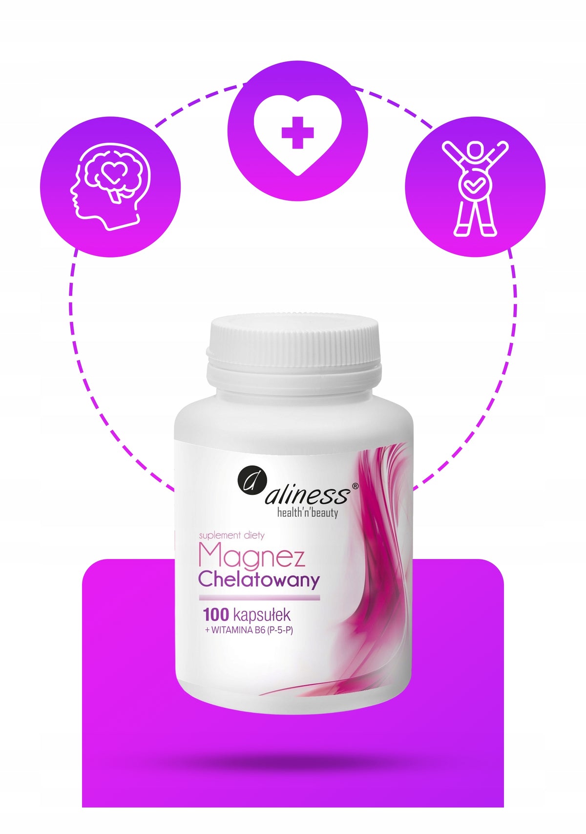 MAGNEZ CHELATOWANY 720 MG + B6 P-5-P ALINESS 100 KAPS. DIGLICYNIAN MAGNEZU