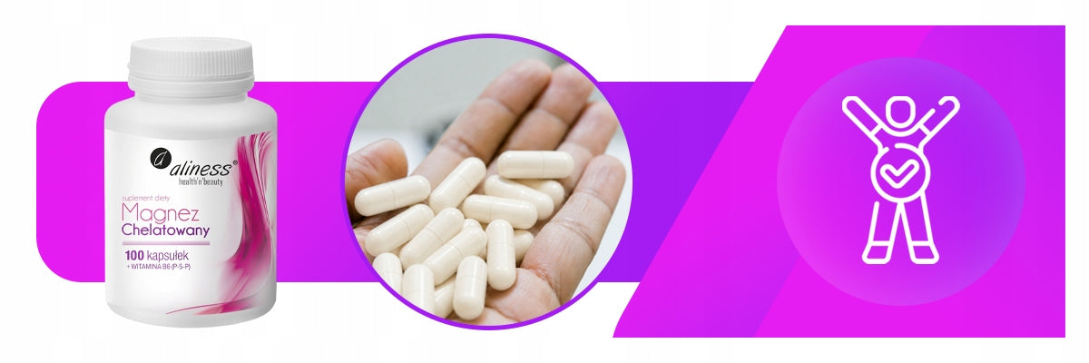 MAGNEZ CHELATOWANY 720 MG + B6 P-5-P ALINESS 100 KAPS. DIGLICYNIAN MAGNEZU