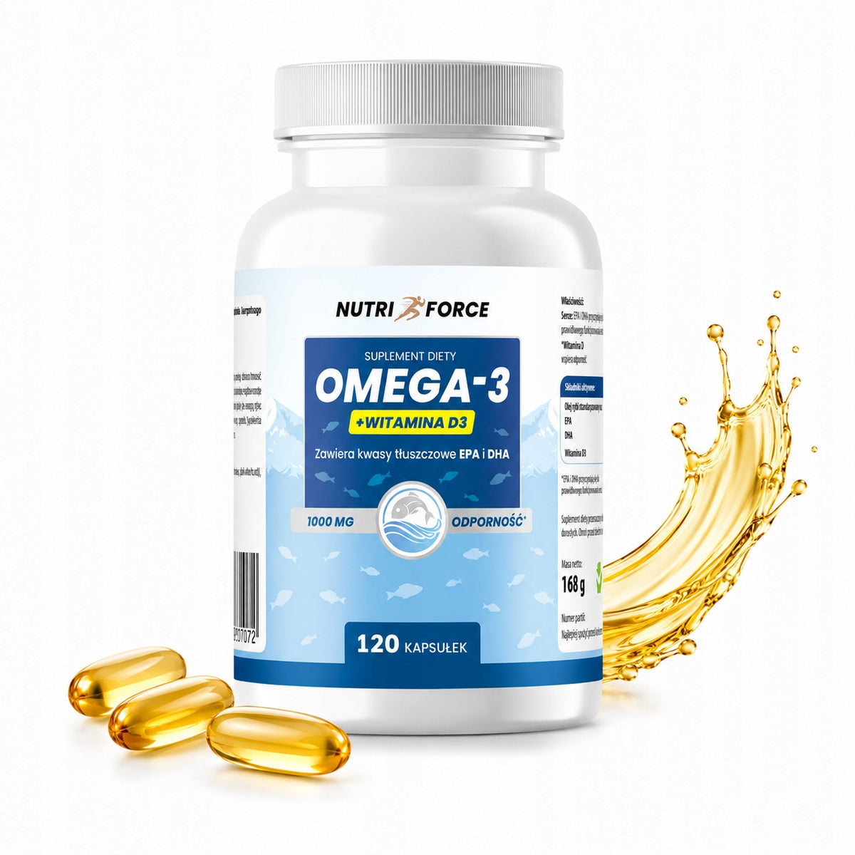 OMEGA 3 + D3 90 kaps. – EPA DHA + Witamina D 2000 IU, serce odporność kości
