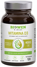 Biowen WITAMINA D3 4000 IU z lanoliny NATURALNA 120k ODPORNOŚĆ KOŚCI ZĘBY