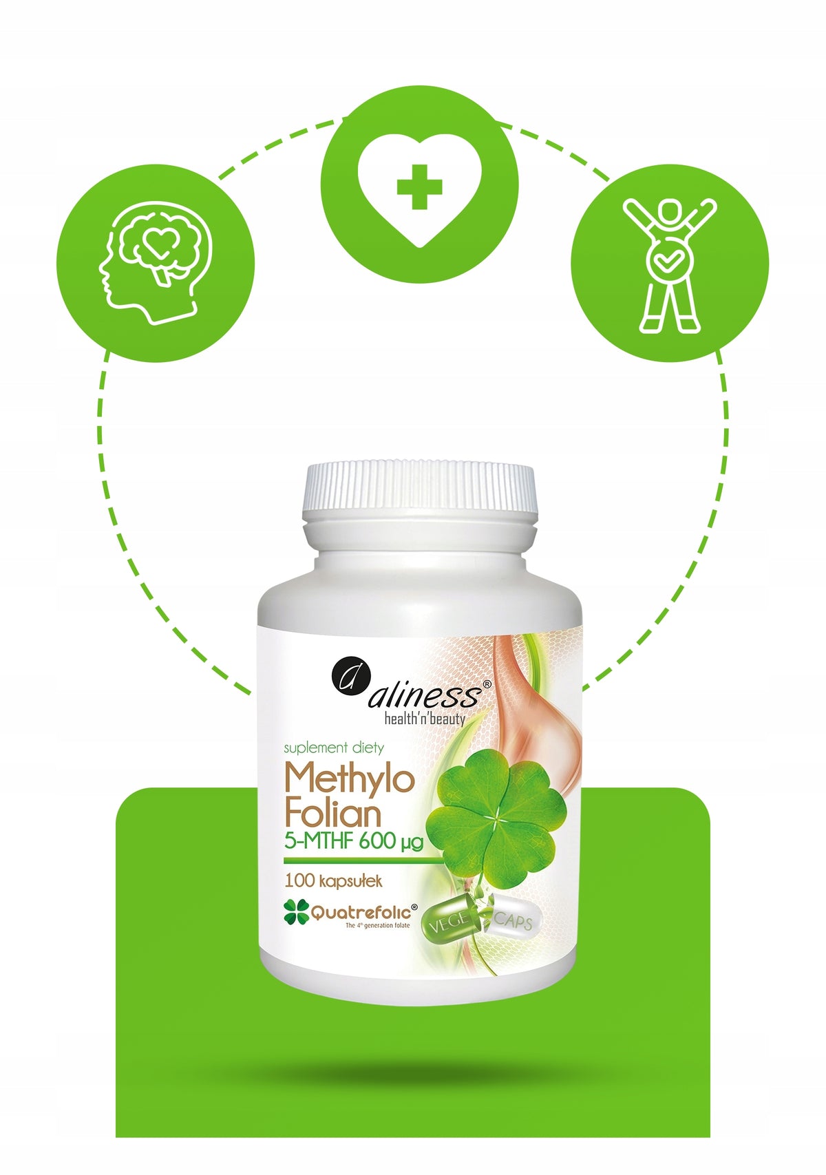 ALINESS METHYLO FOLIAN 5-MTHF 600MCG 100 KAPSUŁEK ZMĘCZENIE CIĄŻA ZDROWIE