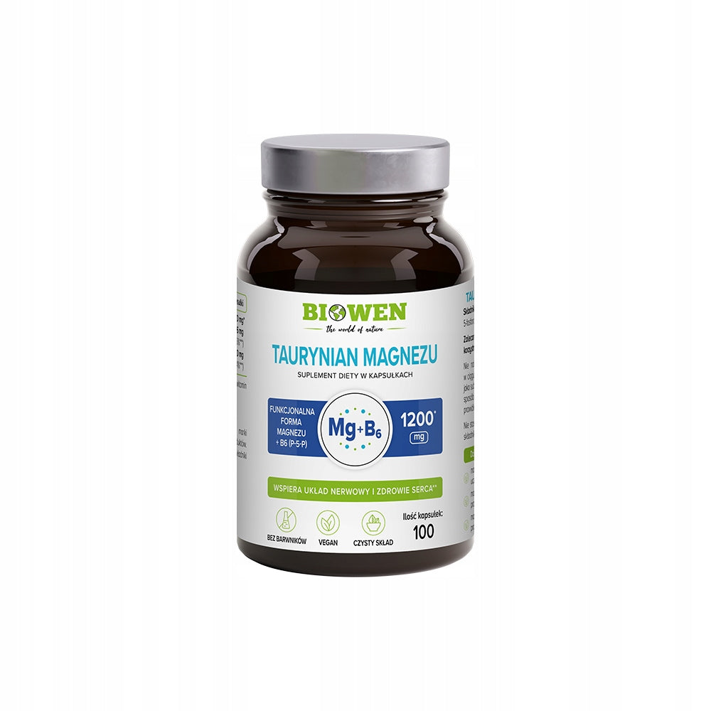 BIOWEN TAURYNIAN MAGNEZU 600mg WITAMINA B6 ZMĘCZENIE KONCENTRACJA 100 kaps