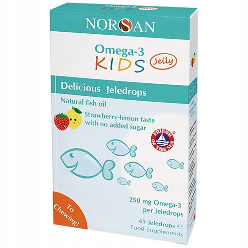 Norsan Omega-3 Fisk Jelly dla dzieci 45 żelek smak cytrynowo - truskawkowy