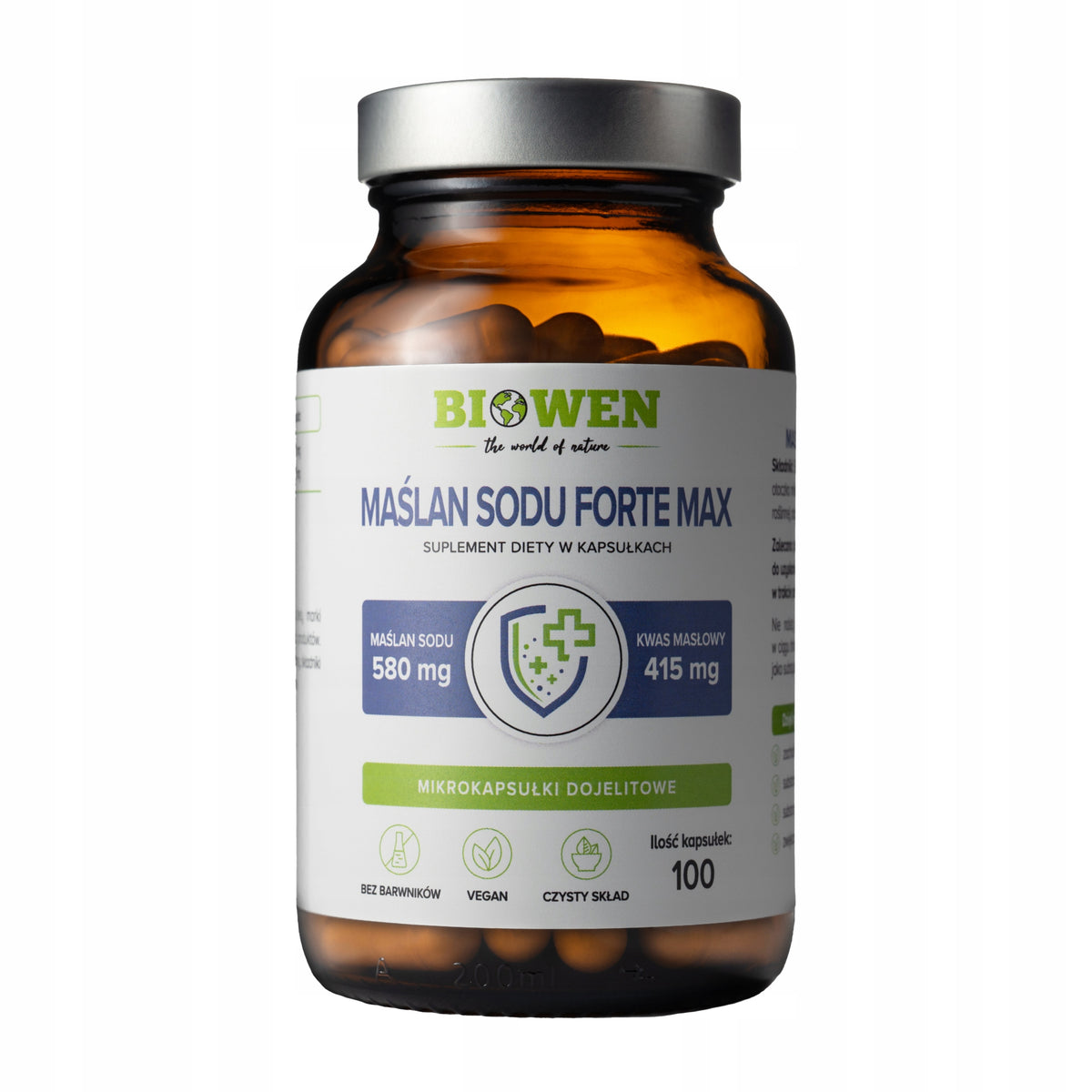 MAŚLAN SODU FORTE MAX BIOWEN 580 MG MIKROKAPSUŁKI DOJELITOWE 100 KAP JELITA