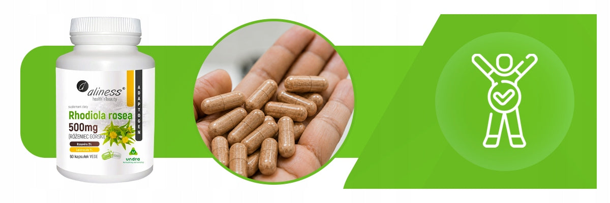 ALINESS RHODIOLA 500 MG 60 KAPS. RÓŻENIEC VEGE BEZ GLUTENU