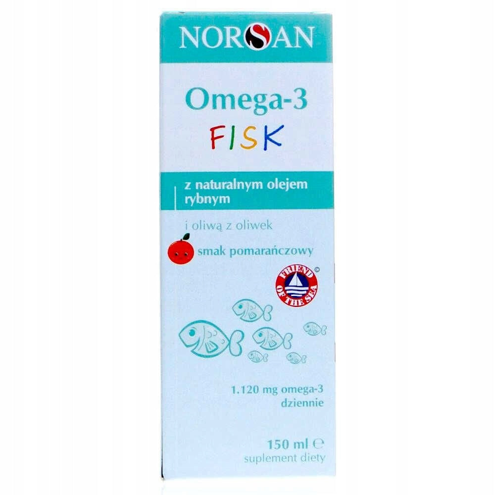 OMEGA 3 DLA DZIECI NORSAN FISK 150 ML DHA EPA WITAMINA D3 SMAK POMARAŃCZOWY