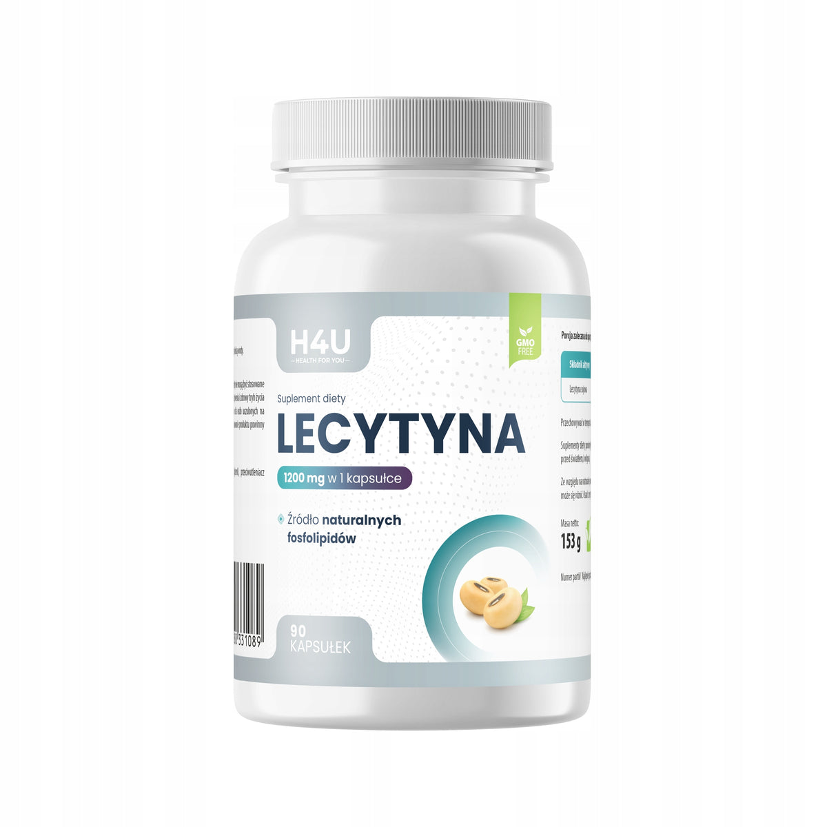Lecytyna Sojowa H4U 1200 mg 90 kapsułek – Pamięć Koncentracja Fosfolipidy