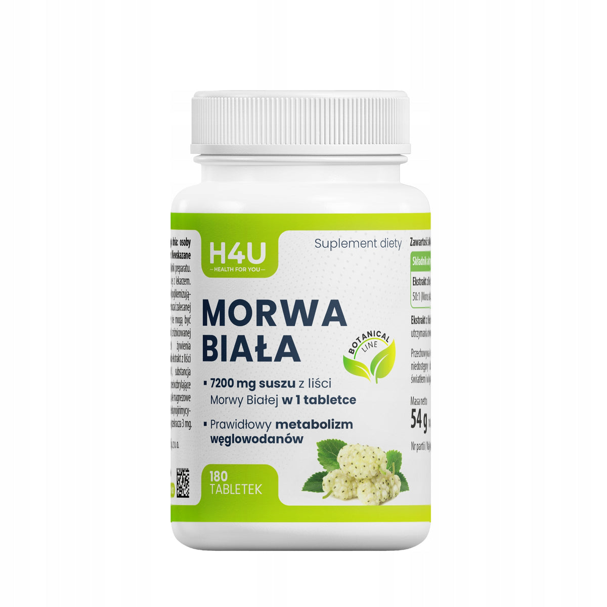 Morwa Biała H4U 7200 mg 180 tabletek Ekstrakt 50:1 Botanical Line Cukrzyca