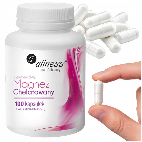 Aliness, Magnez Chelatowany 720mg + B6 (P-5-P) x 100 kaps.