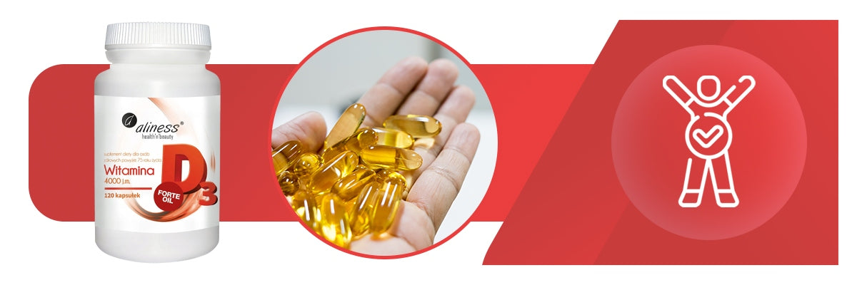 ALINESS WITAMINA D3 4000 NATURALNA 120 KAPSUŁEK ODPORNOŚĆ ANEMIA MIĘŚNIE