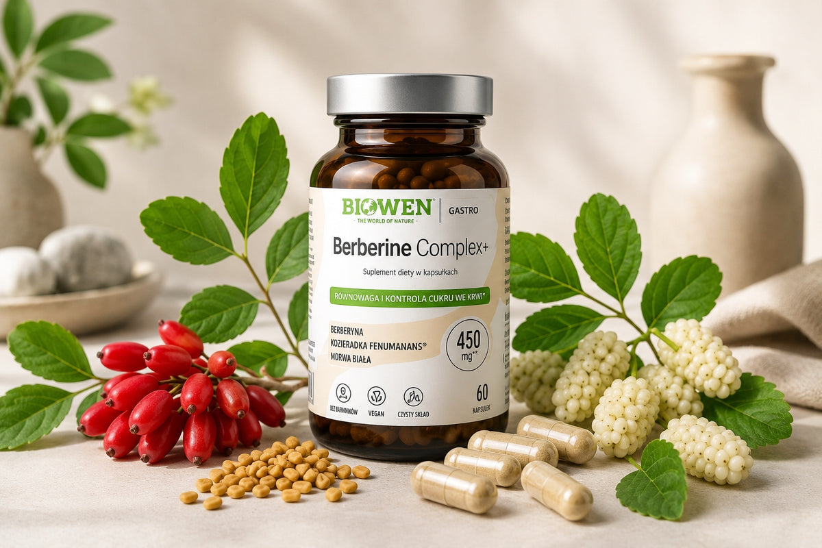 BERBERINE COMPLEX BIOWEN 510 MG BERBERYNA 97% HCL MORWA KOZIERADKA CUKIER