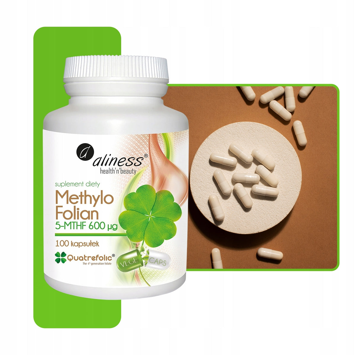 ALINESS METHYLO FOLIAN 5-MTHF 600MCG 100 KAPSUŁEK ZMĘCZENIE CIĄŻA ZDROWIE