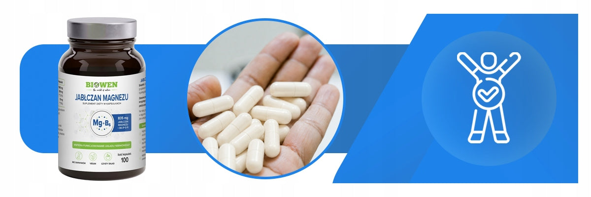 BIOWEN MAGNEZ MG+B6 JABŁCZAN MAGNEZU 835MG 100K. SKURCZE UKŁAD NERWOWY
