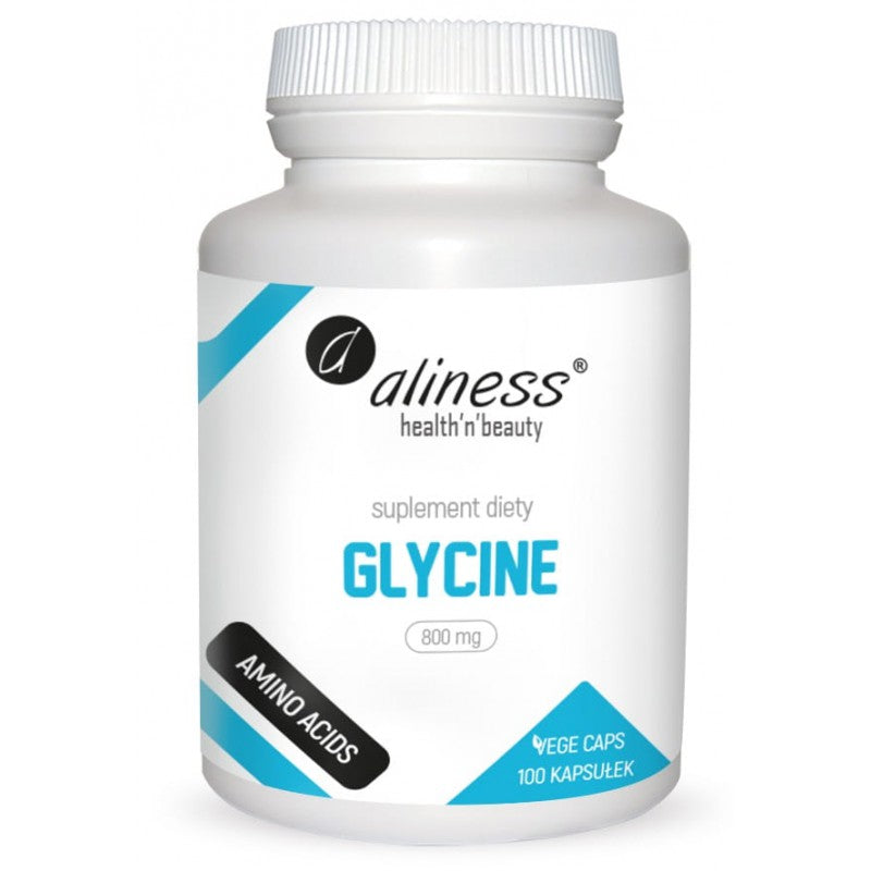 Aliness GLICYNA 800 mg AMINOKWAS 100 kap STRES PAMIĘĆ Nerwy Zasypianie SEN