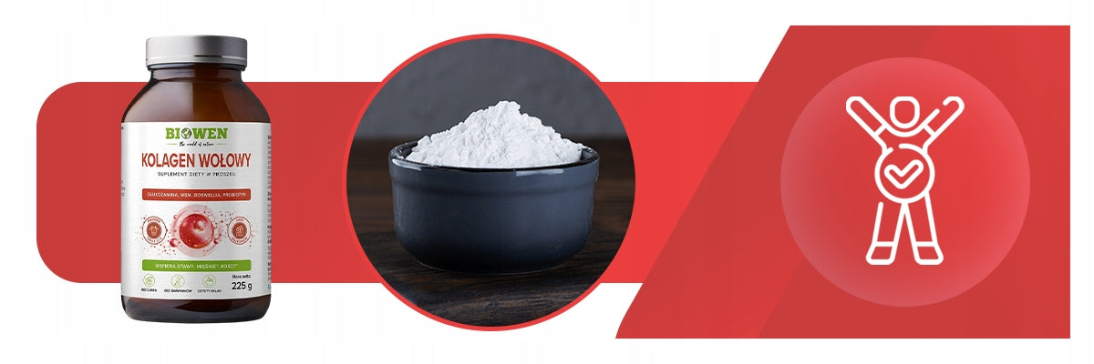 KOLAGEN WOLOWY BIOWEN GLUKOZAMINA MSM BOSWELLIA PROBIOTYKI 225G STAWY KOŚCI