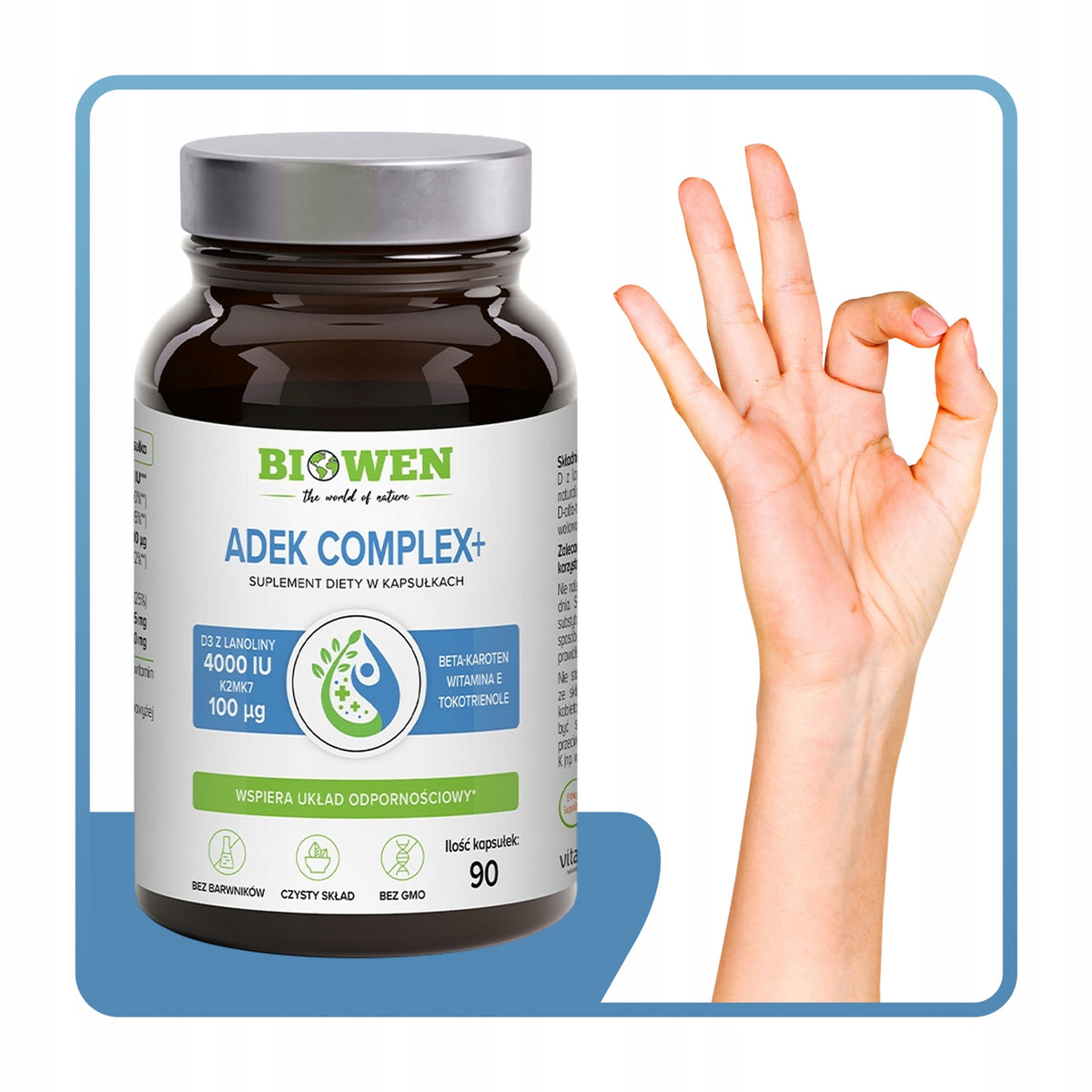 WITAMINY ADEK COMPLEX+ BIOWEN WITAMINA A D3 E K2 W OLEJU MCT 90 KAPSUŁEK